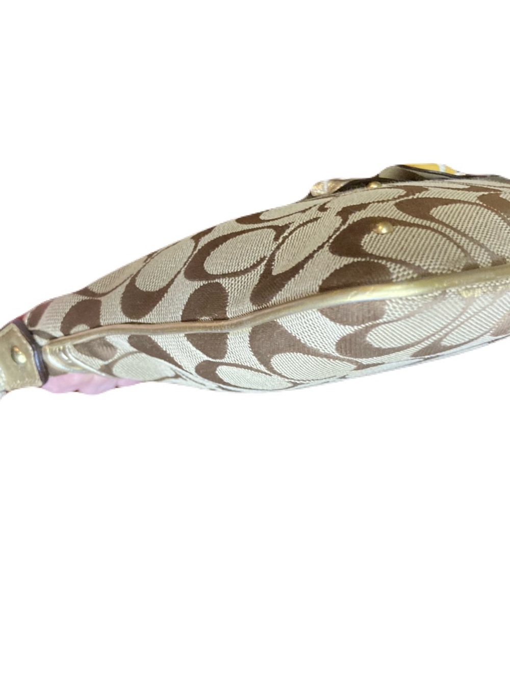 Coach Vintage Signature Canvas Crossbody Bag w/ 3D Floral Appliqué-Khaki/Yellow - Picture 8 of 14